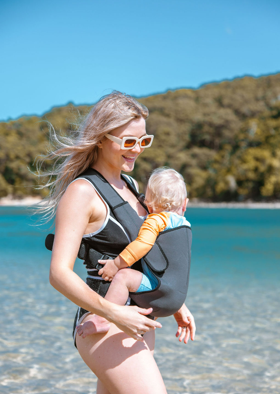 Baby carrier top for swimming